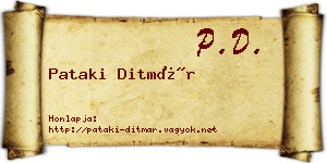 Pataki Ditmár névjegykártya