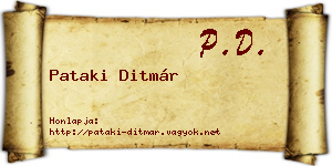 Pataki Ditmár névjegykártya